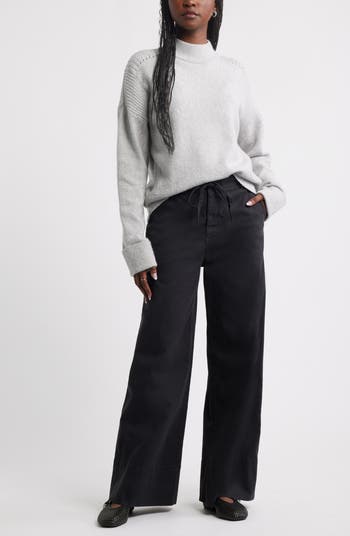 Rib Detail Mock Neck Sweater