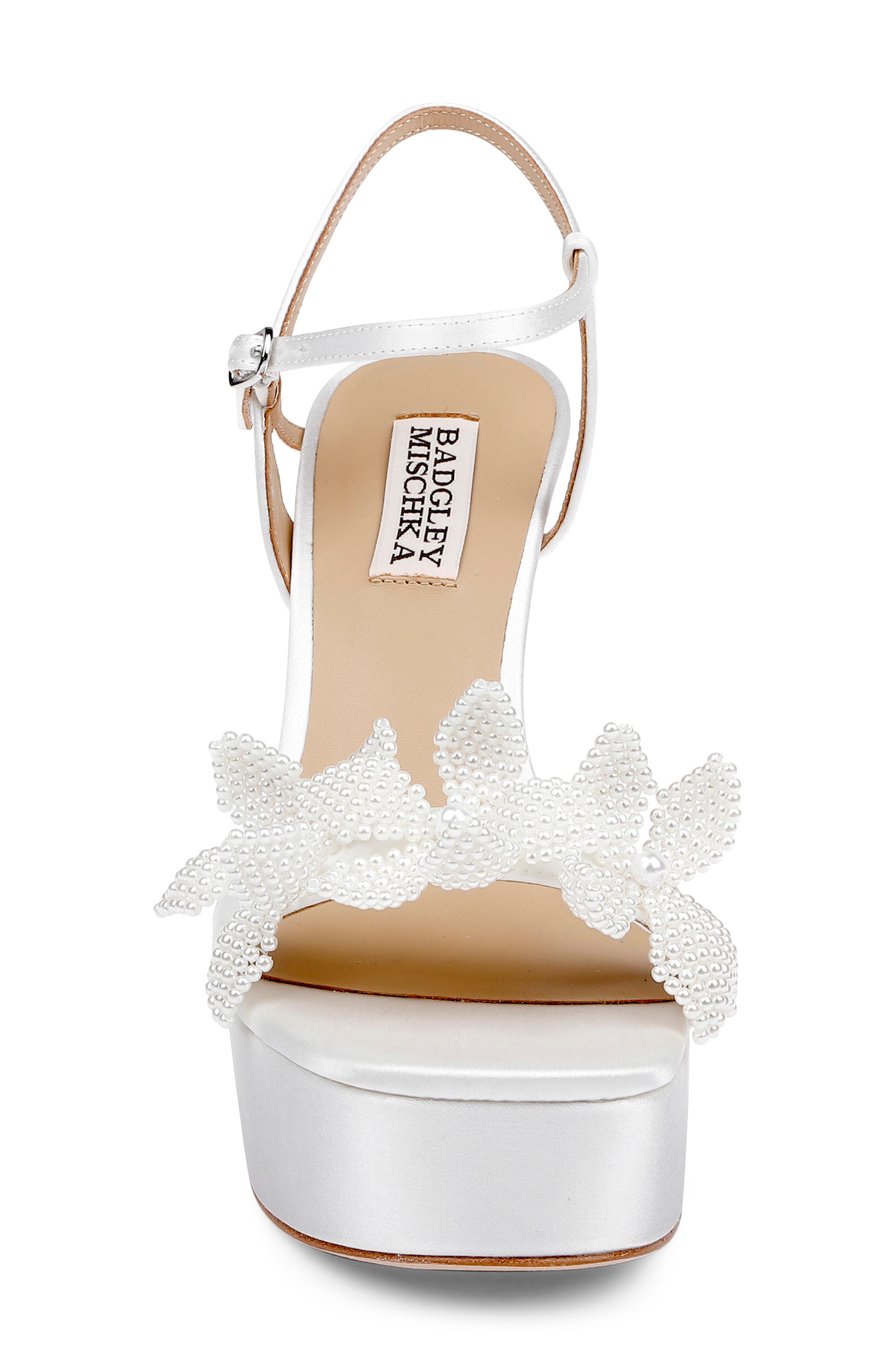 Badgley Mischka Collection Wicket Ankle Strap Platform Sandal, Alternate, color, White Satin