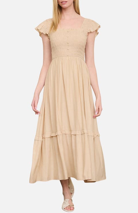 Smocked Bodice Tiered Maxi Dress