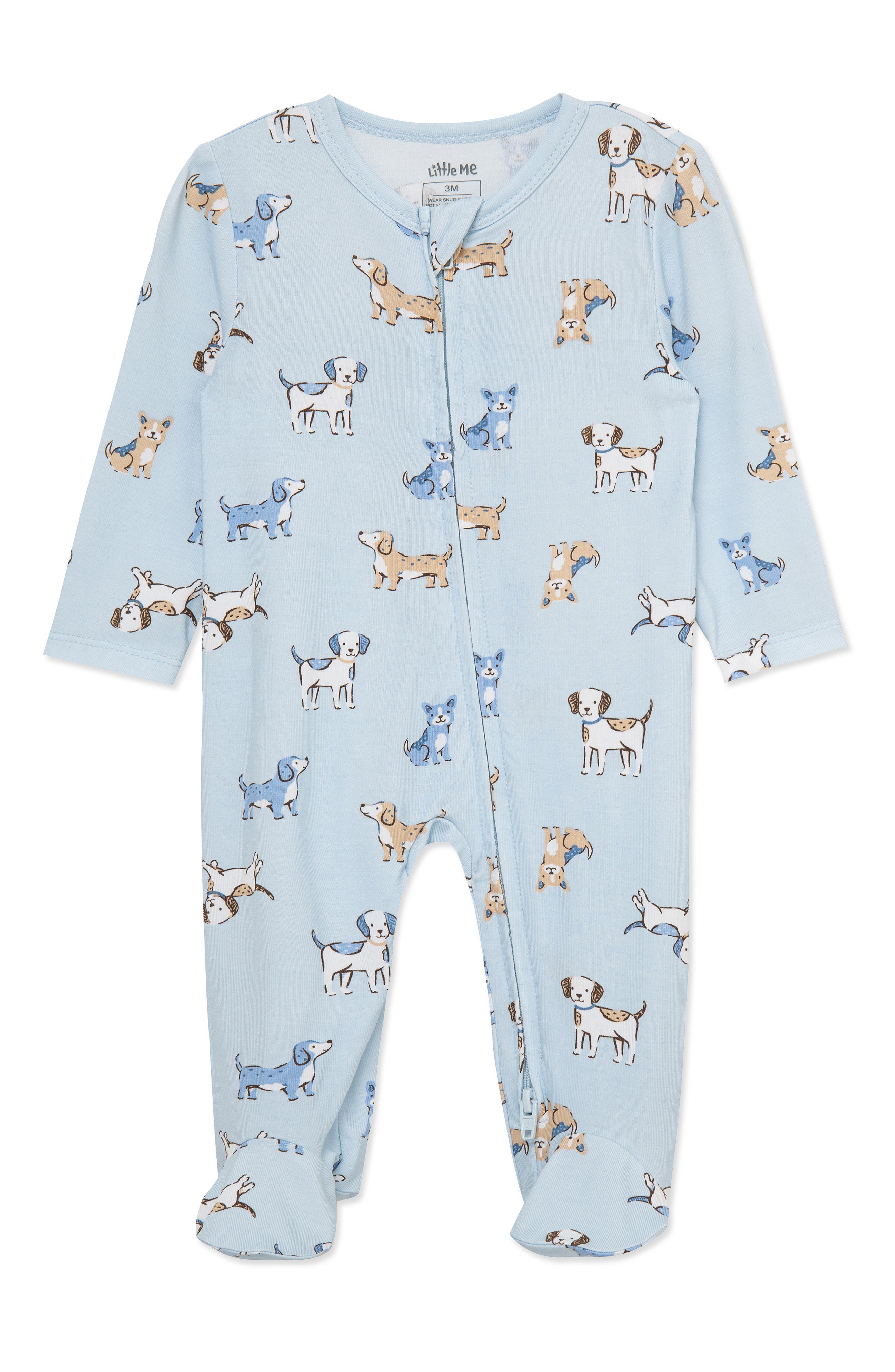 Little Me Puppy Play Stretch Viscose Zip Footie