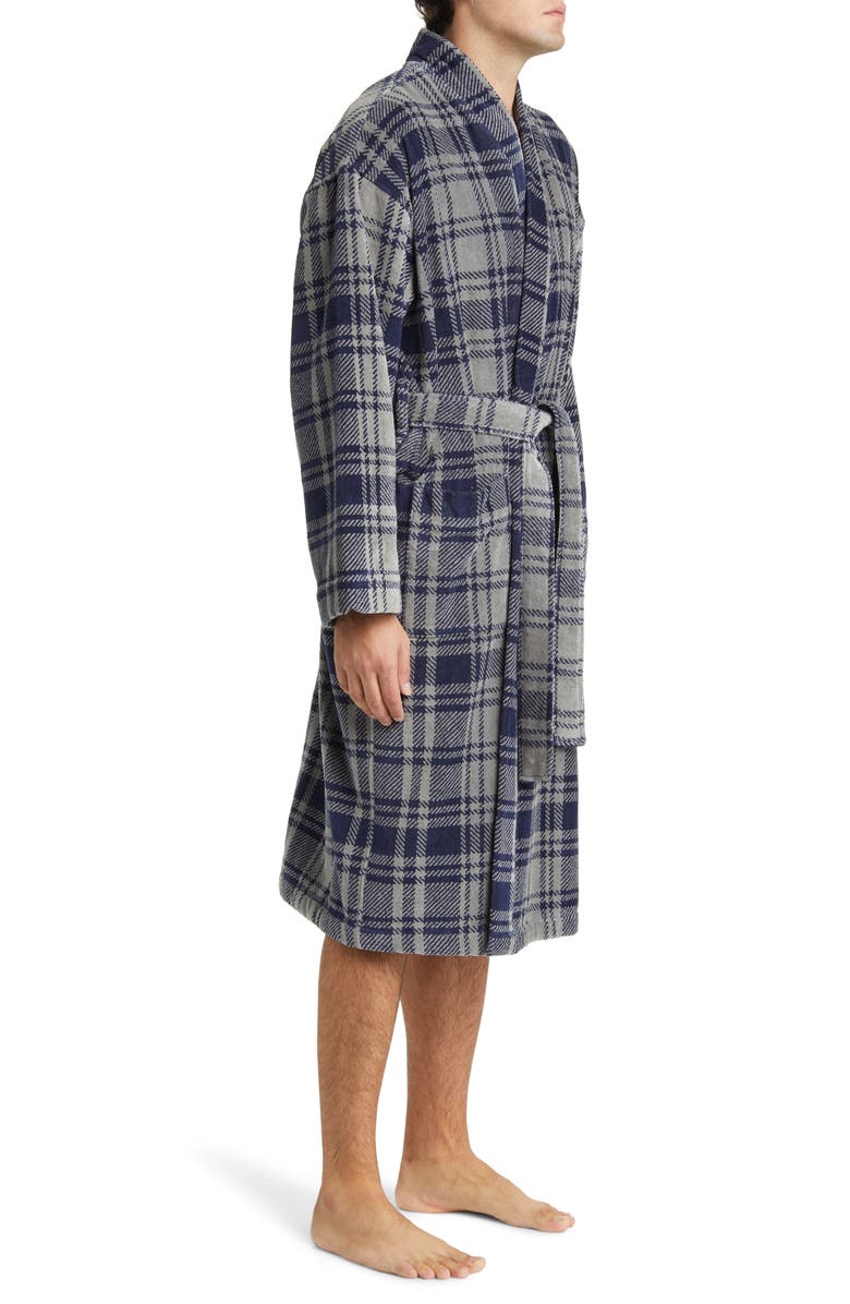 Majestic International Tidings Cotton Robe, Alternate, color, Navy/ Grey