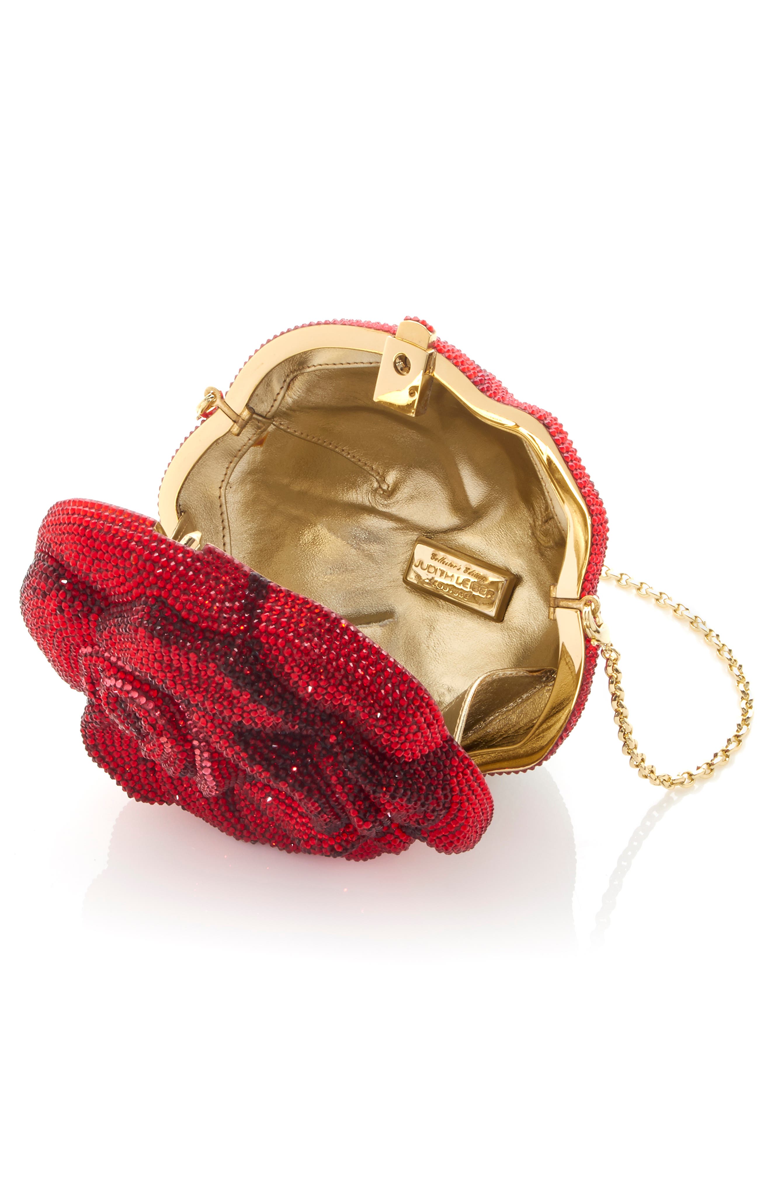 JUDITH LEIBER COUTURE Judith Leiber Rose American Beauty Crystal Clutch, Alternate, color, Red