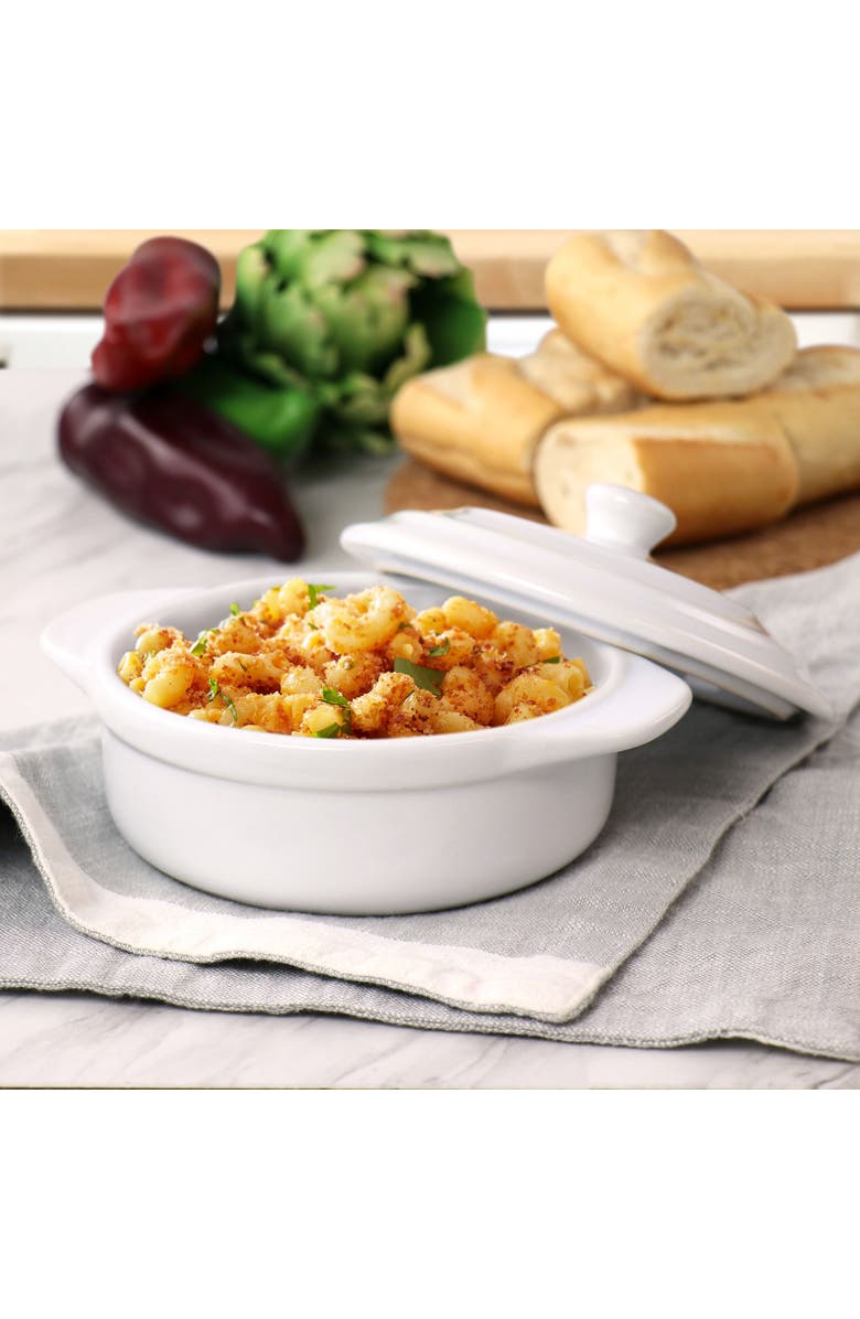 MARTHA STEWART Stoneware Casserole with Lid, Alternate, color, White