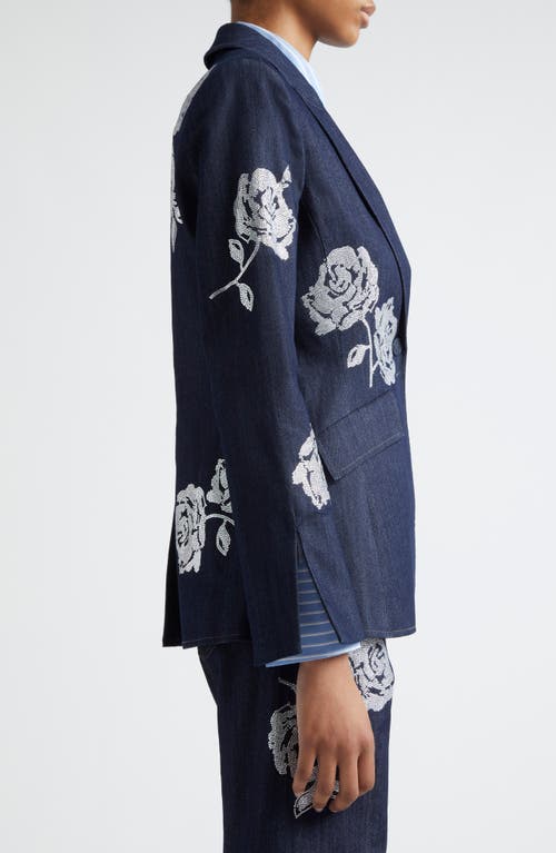 CINQ À SEPT CINQ À SEPT LISA BEADED BUTTERFLY STRIPE COTTON BLEND BUTTON-UP SHIRT