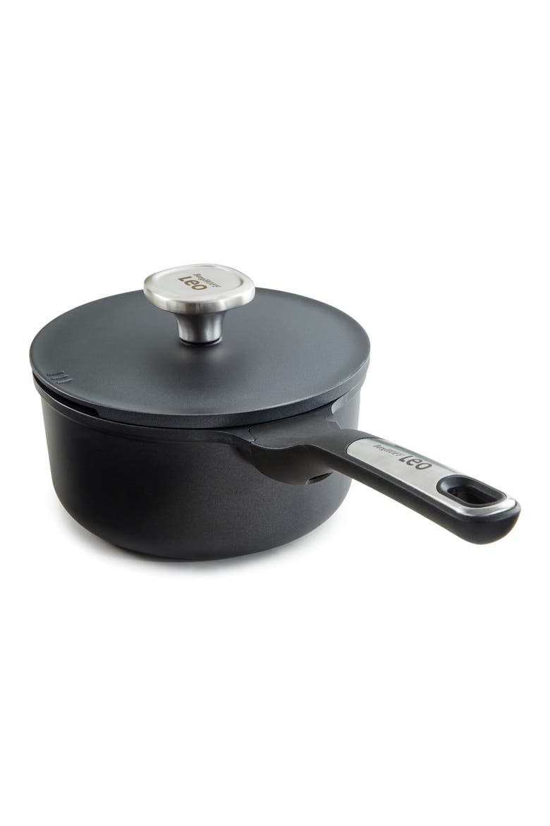 Leo Phantom 2.1-Quart Saucepan with Lid, Main, color, BLACK