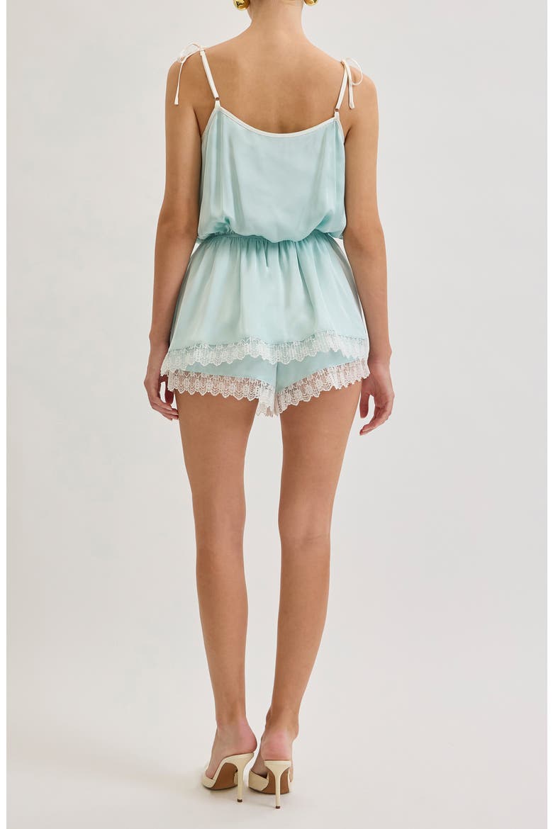 Angela Lace Detail Romper, Alternate, color, LIGHT MINT