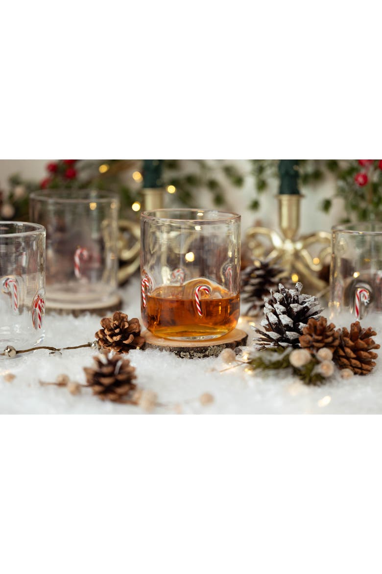 Candy Cane Icon Glass, Set of 4, Alternate, color, Multi