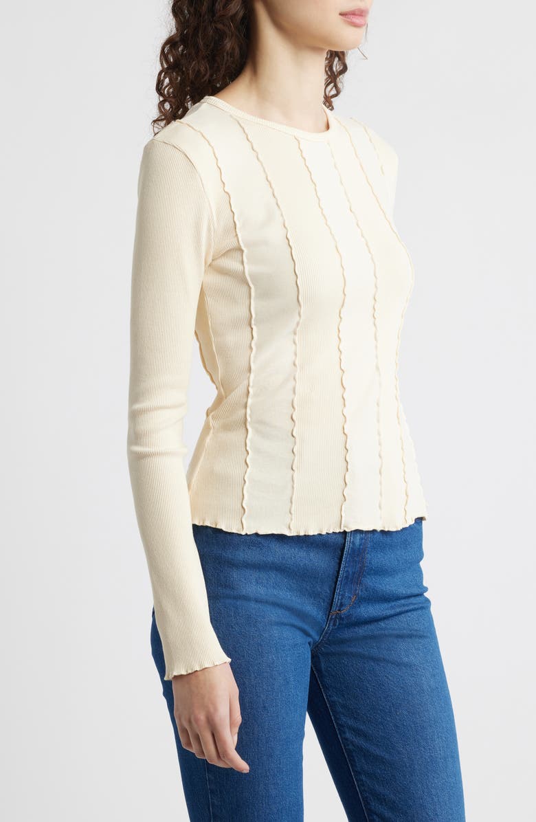 Nation LTD Nico Seam Rib Organic Cotton Top, Alternate, color, Parchment