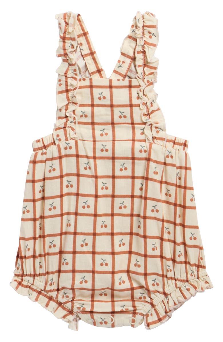 Rylee + Cru Chiara Cherry Check Romper, Main, color, Natural