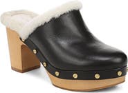 Veronica Beard Larken Leather Clog with Genuine Shearling Trim