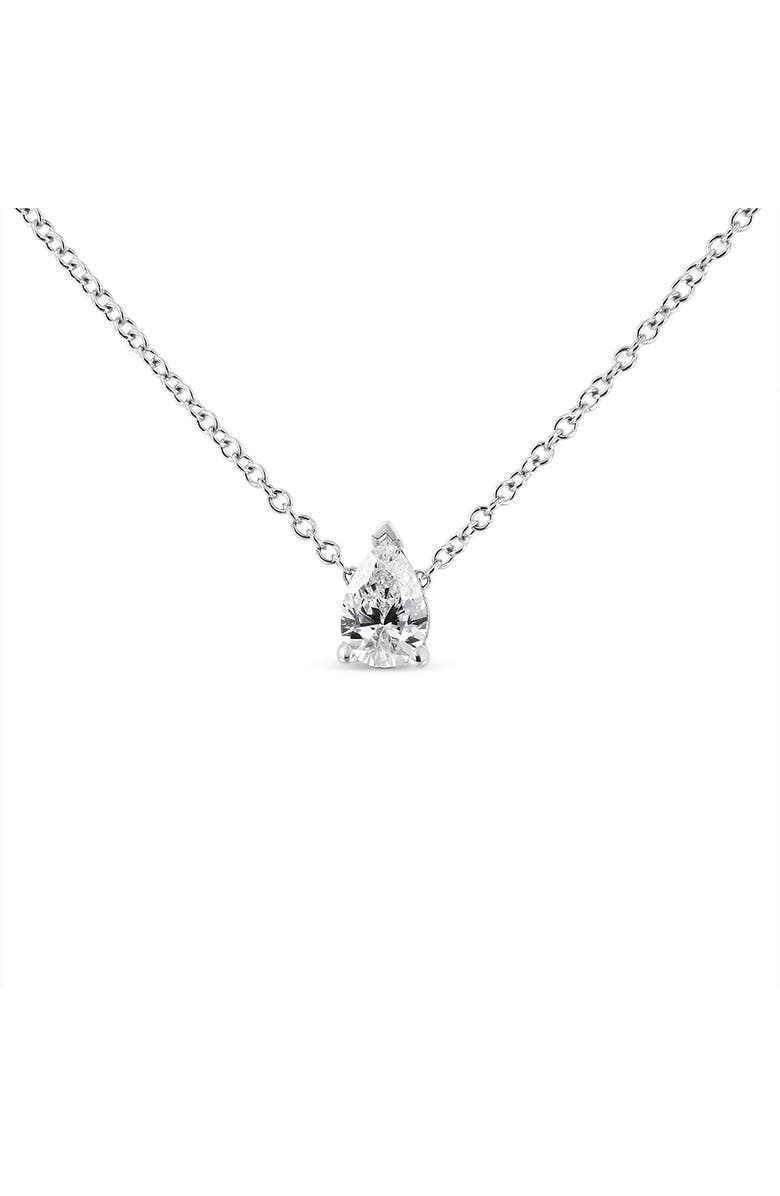Haus of Brilliance 14K White Gold 1/10 Cttw Pear Shape Lab Grown Diamond Solitaire Pendant Necklace, Main, color, White