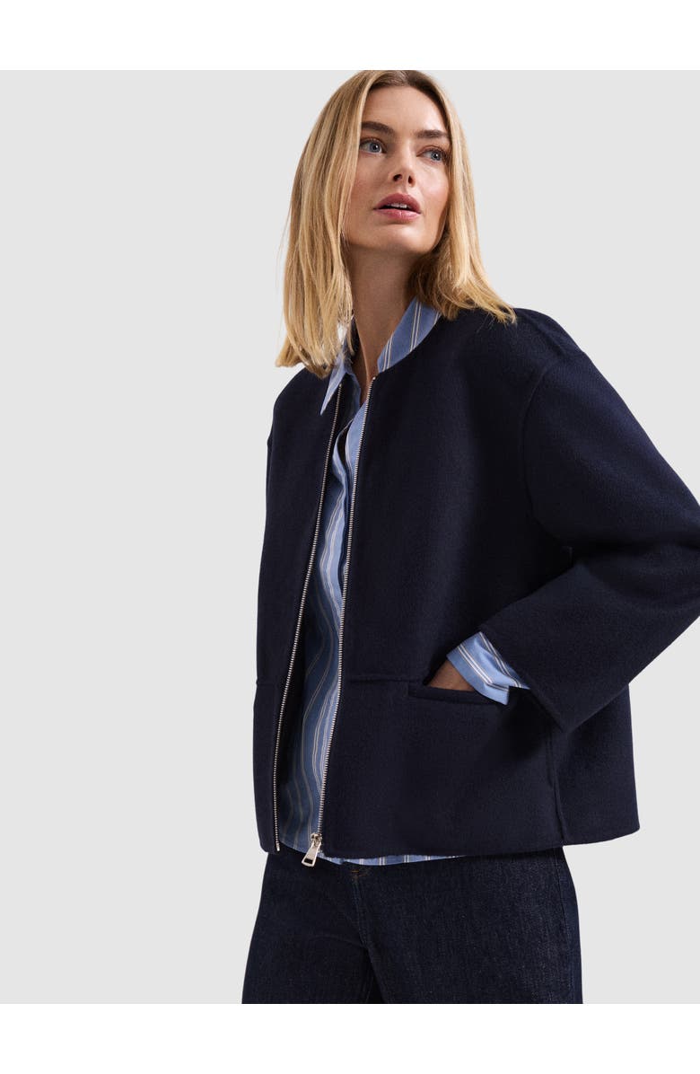 Phase Eight Georgie Wool Round-Neck Boxy Jacket, Alternate, color, Navy