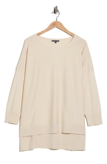 Adrianna Papell Boatneck Drop Shoulder Tunic In Neutral