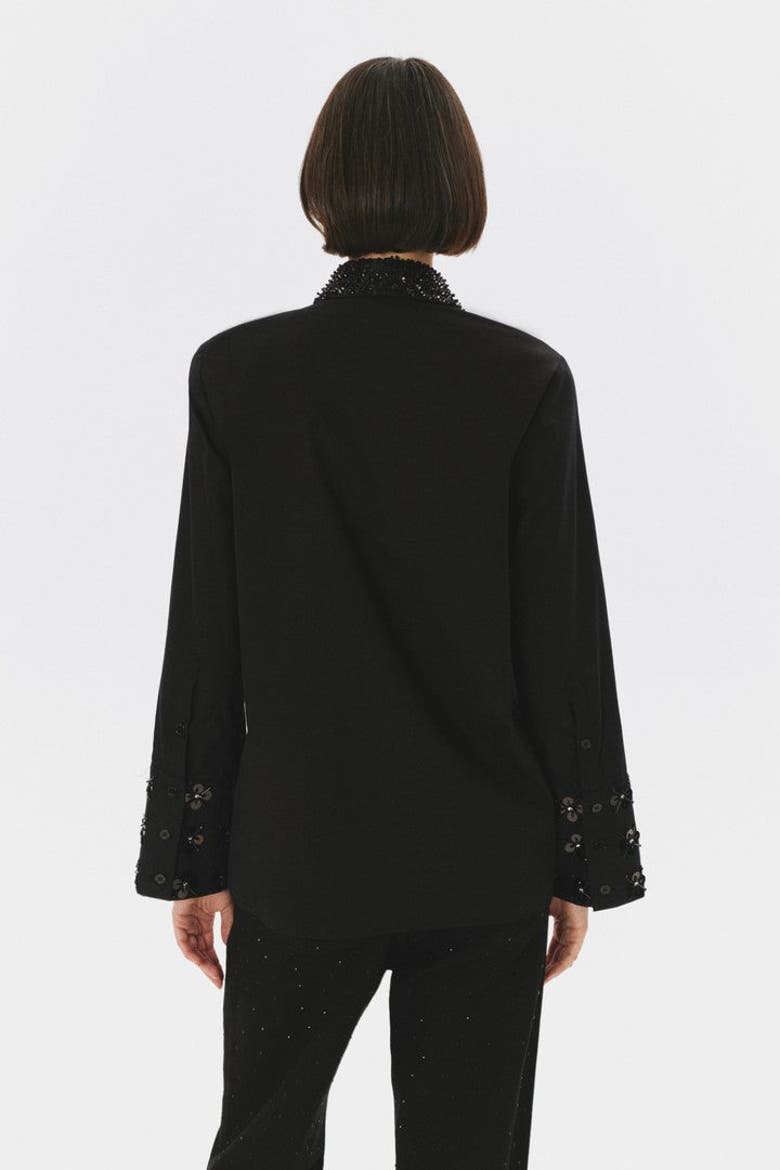 Billy Embroidered Cotton Shirt, Alternate, color, BLACK