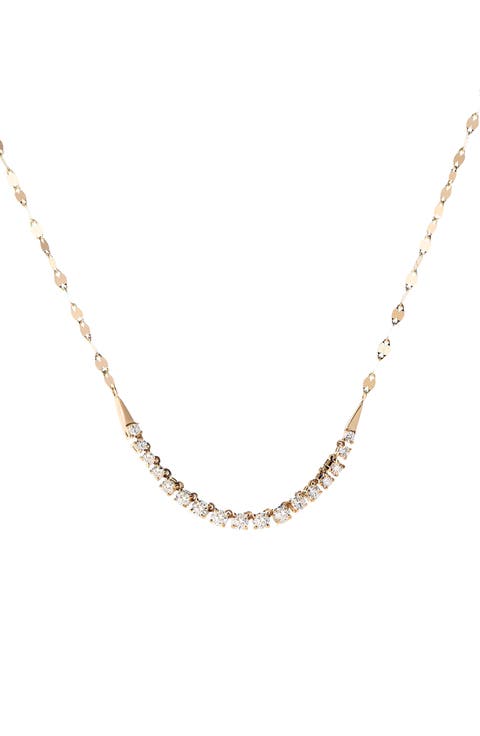 Graduating 14K Gold Diamond Tennis Necklace