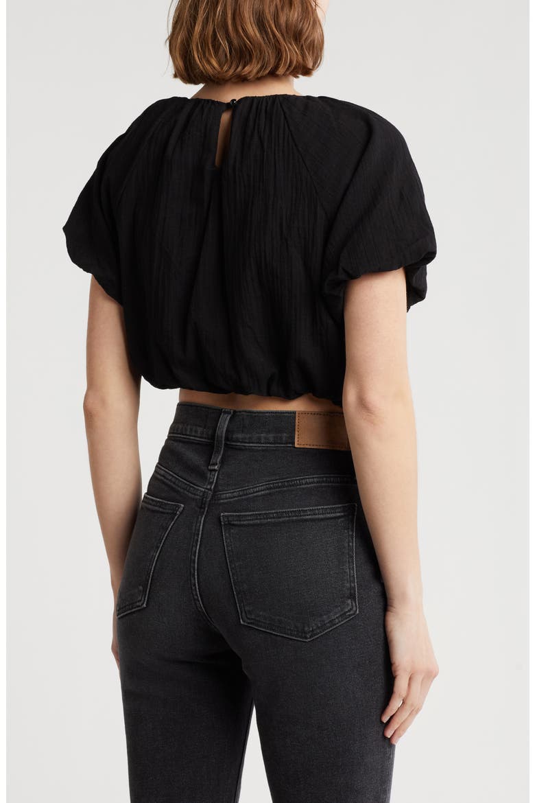 Anna Bubble Hem Crop Top, Alternate, color, BLACK