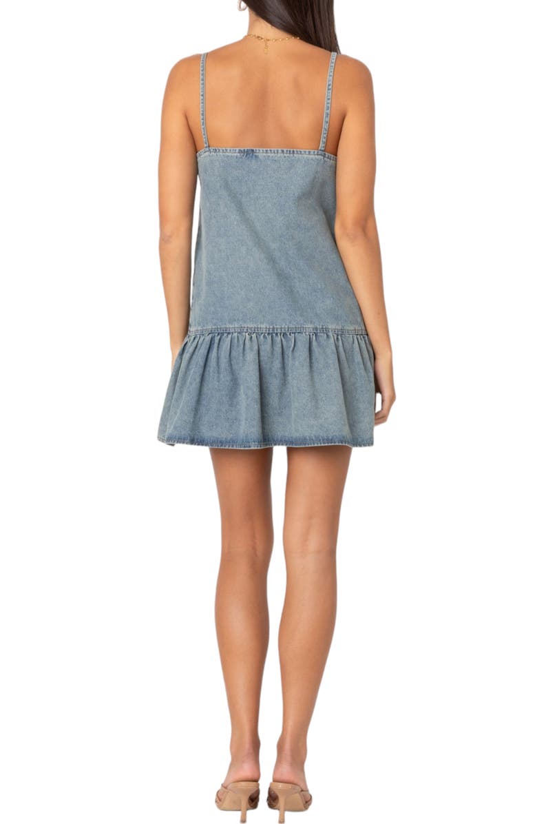EDIKTED Dylan Denim Shift Minidress, Alternate, color, Blue-Washed