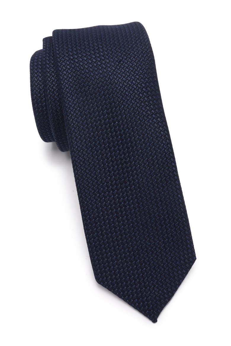 Weiss Solid Textured Tie, Main, color, DARK NAVY
