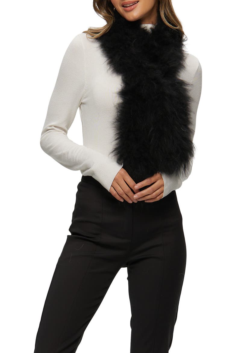 Genuine Shearling Knit Pull-Through Scarf, Alternate, color, BLACK