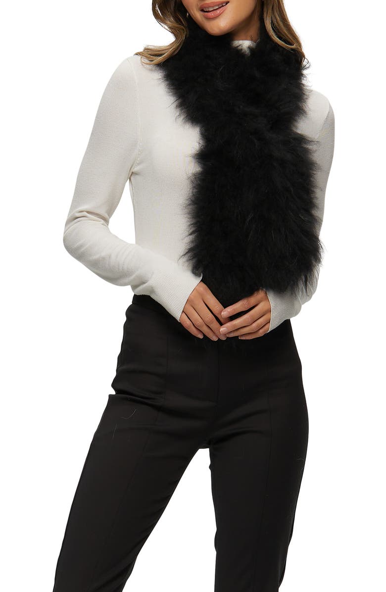 GORSKI Genuine Shearling Knit Pull-Through Scarf, Alternate, color, Black