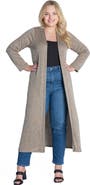 24seven Comfort Apparel Plus Size Long Duster Open Front Knit Cardigan