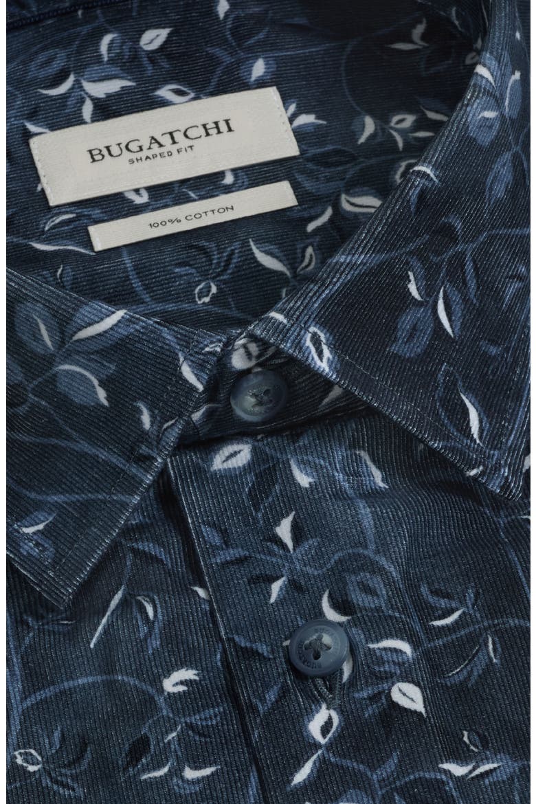 Julian Shaped Fit Leaf Print Button-Up Shirt, Alternate, color, INK
