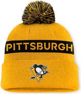 FANATICS Women's Fanatics Gold/Black Pittsburgh Penguins Authentic Pro Rink Cuffed Knit Hat with Pom