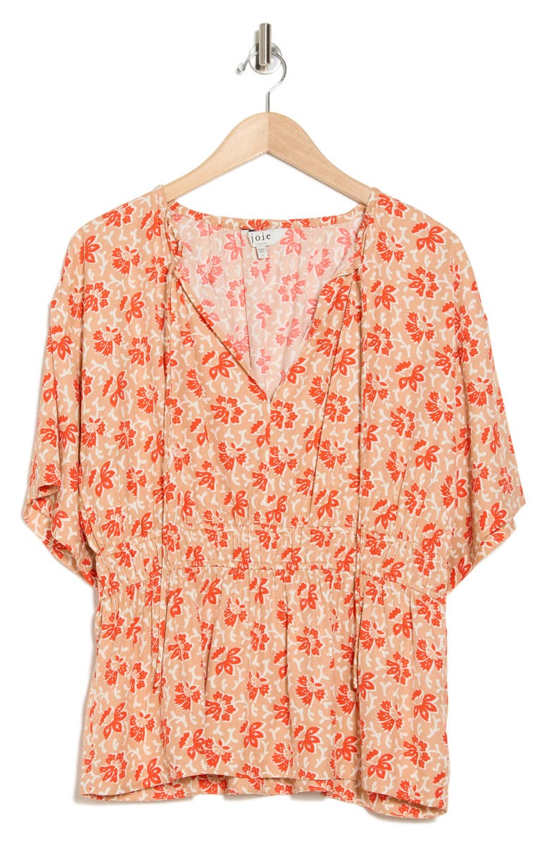 Joie Renae Short Sleeve Peplum Top, Alternate, color, Vibrant Red Multi