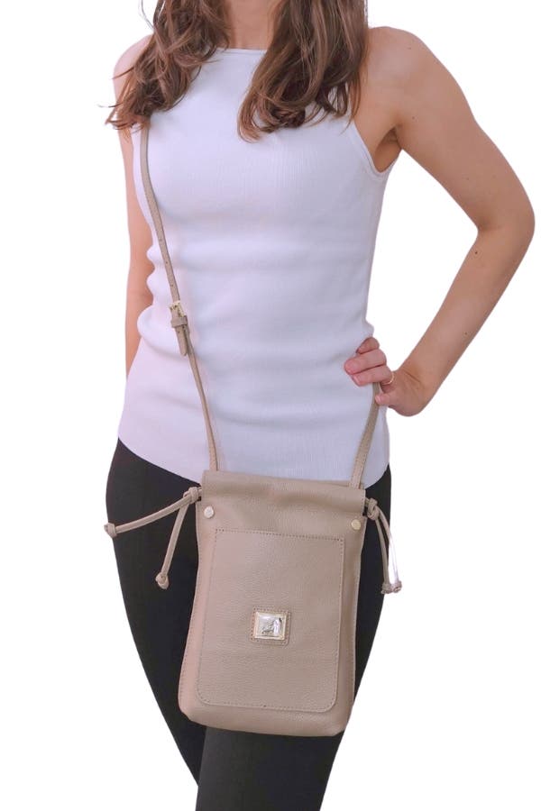 Muse Pebbled Leather Small Crossbody Bag 561, Alternate, color, Light Sand