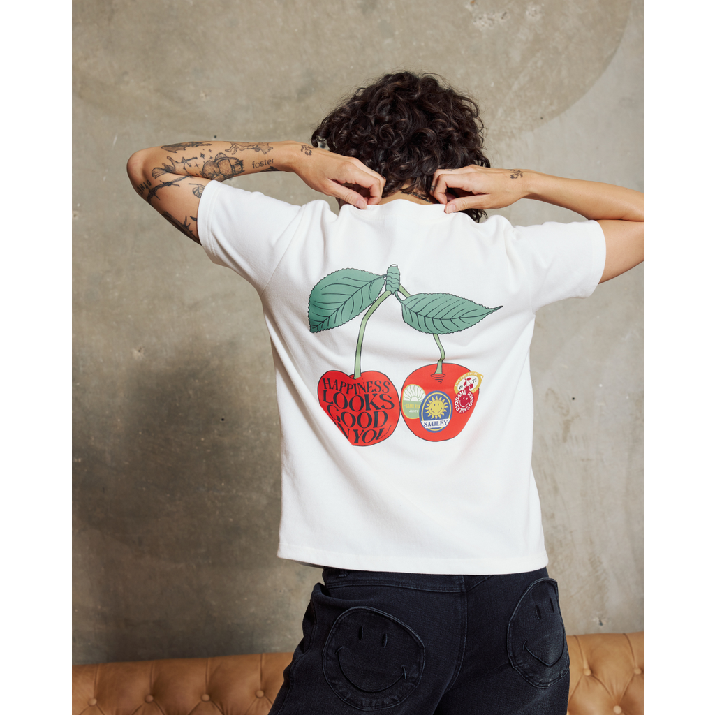 Samii Ryan Smiley Freshly Picked Boxy Tee In White