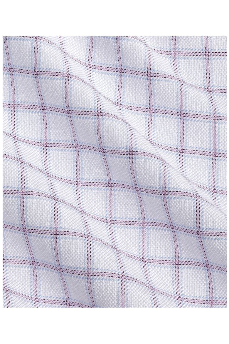 Trim Fit Windowpane Check Dress Shirt, Alternate, color, WHITE/ MERLOT