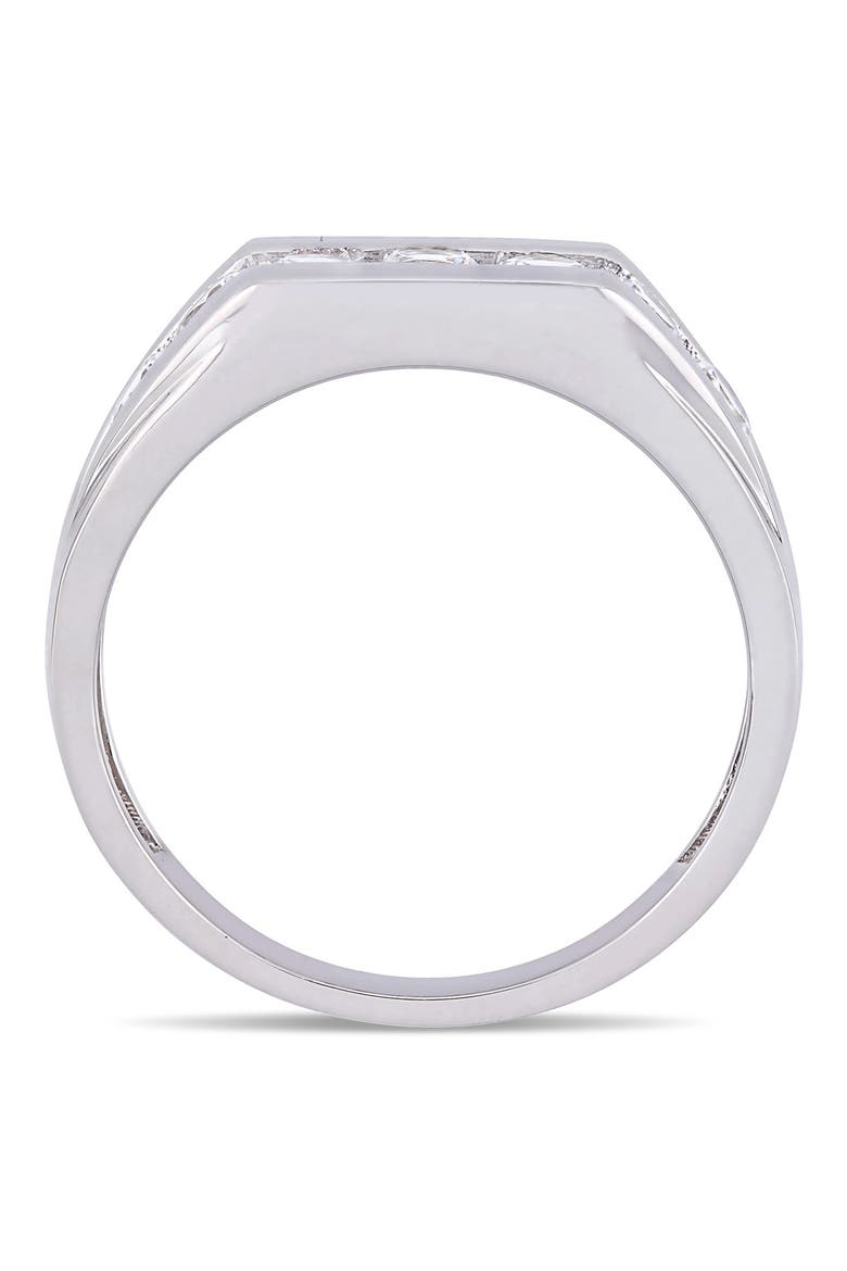 Men's Sterling Silver Channel Set Created White Sapphire Ring, Alternate, color, WHITE