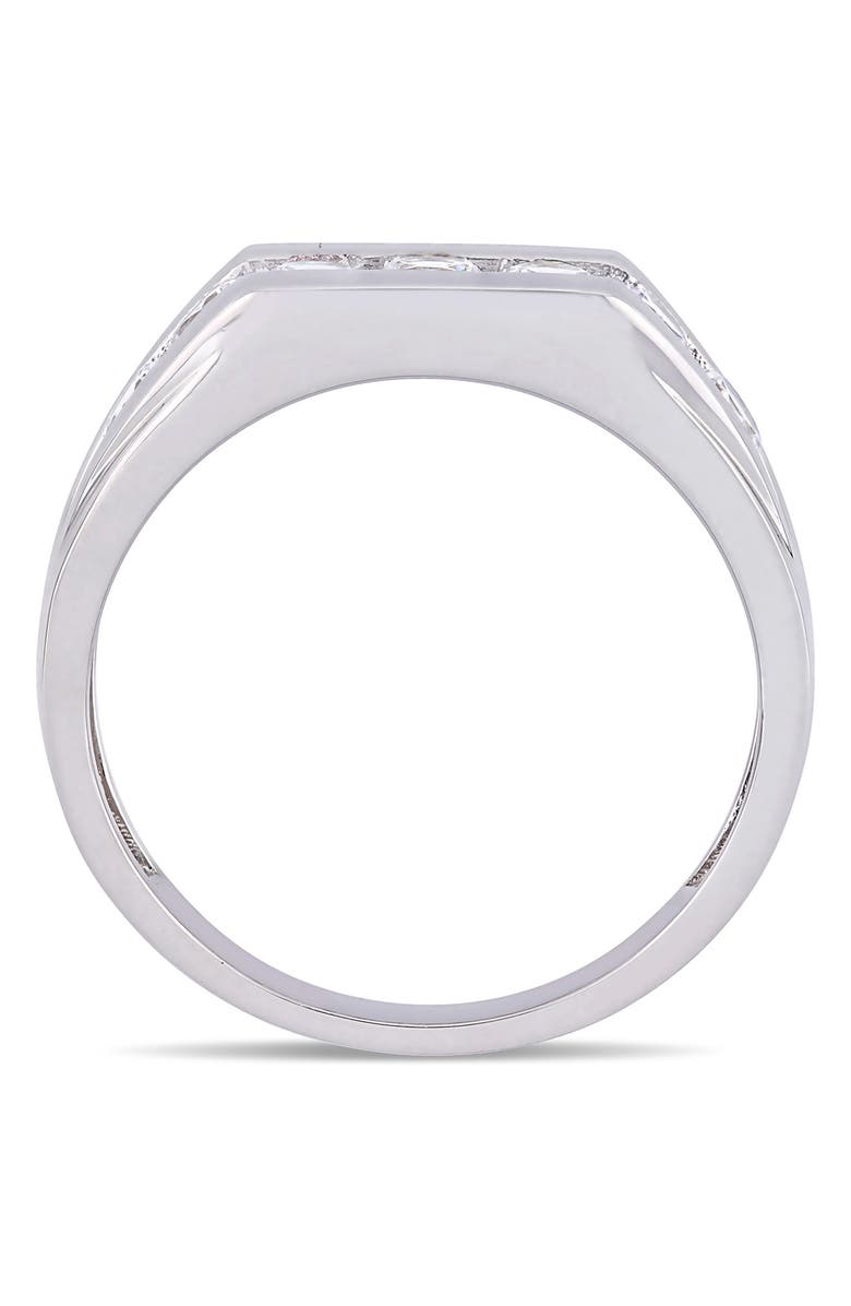 DELMAR Men's Sterling Silver Channel Set Created White Sapphire Ring, Alternate, color, White