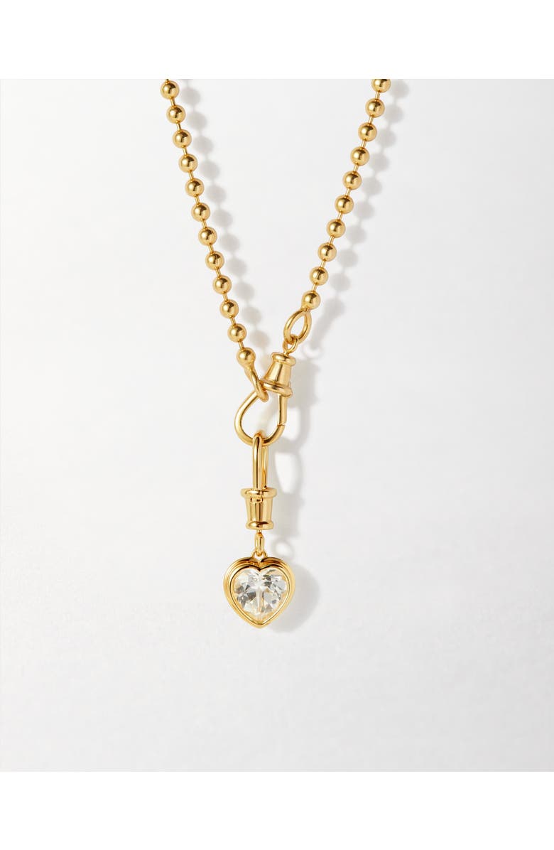 Edge of Ember Heart White Sapphire Necklace, Main, color, White Sapphire