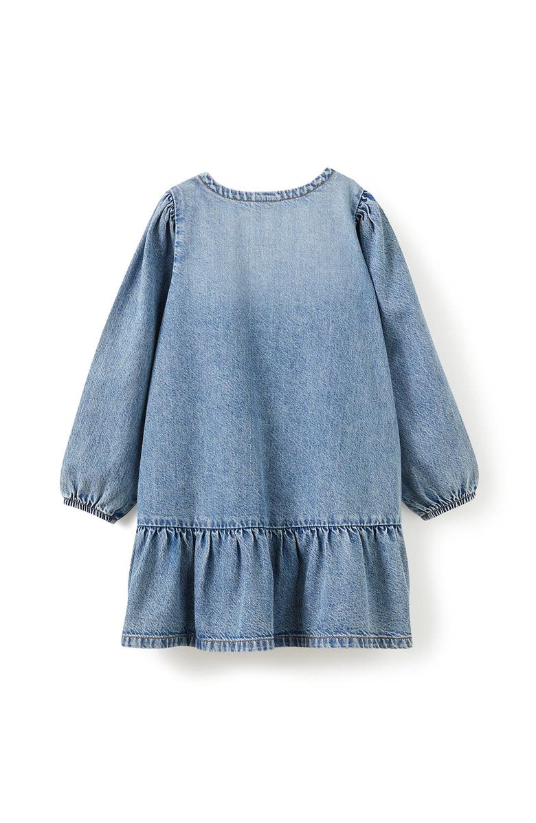 Cotton On Kids Kid's Betty Bow Front Denim Dress, Alternate, color, Blue Haven Mid Blue