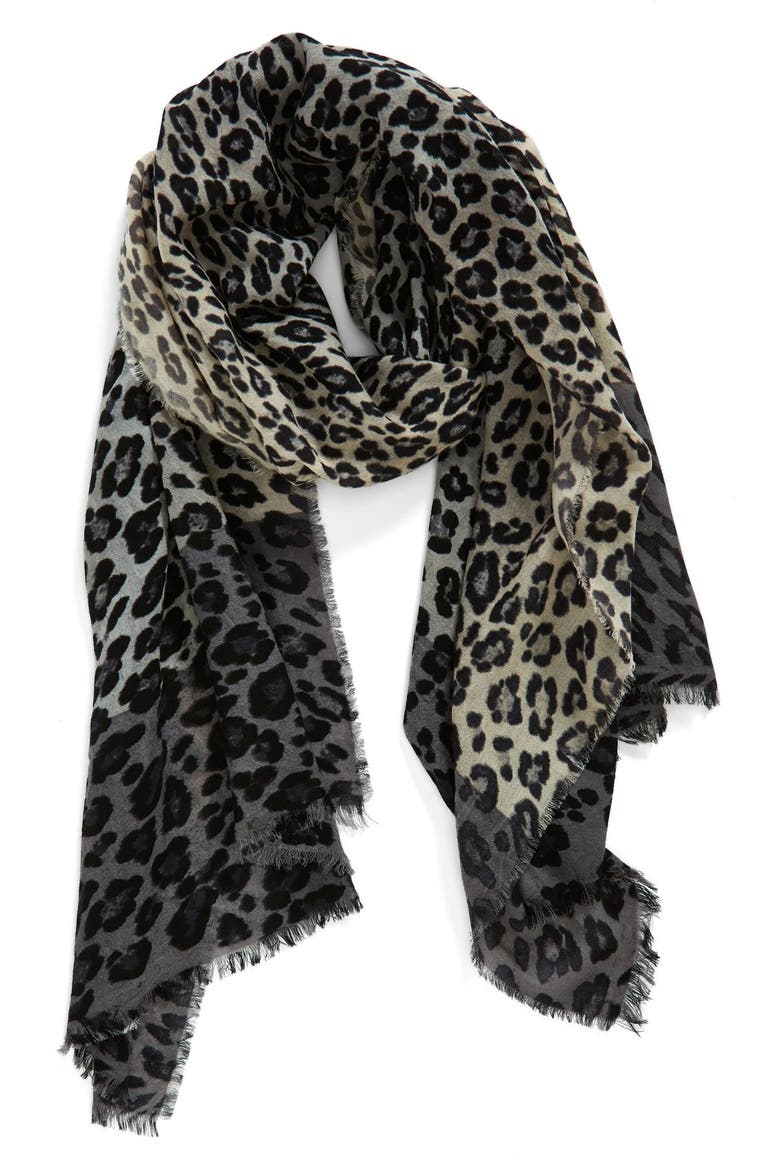 'Luxe Animal' Challis Scarf, Main, color, GREY COMBO