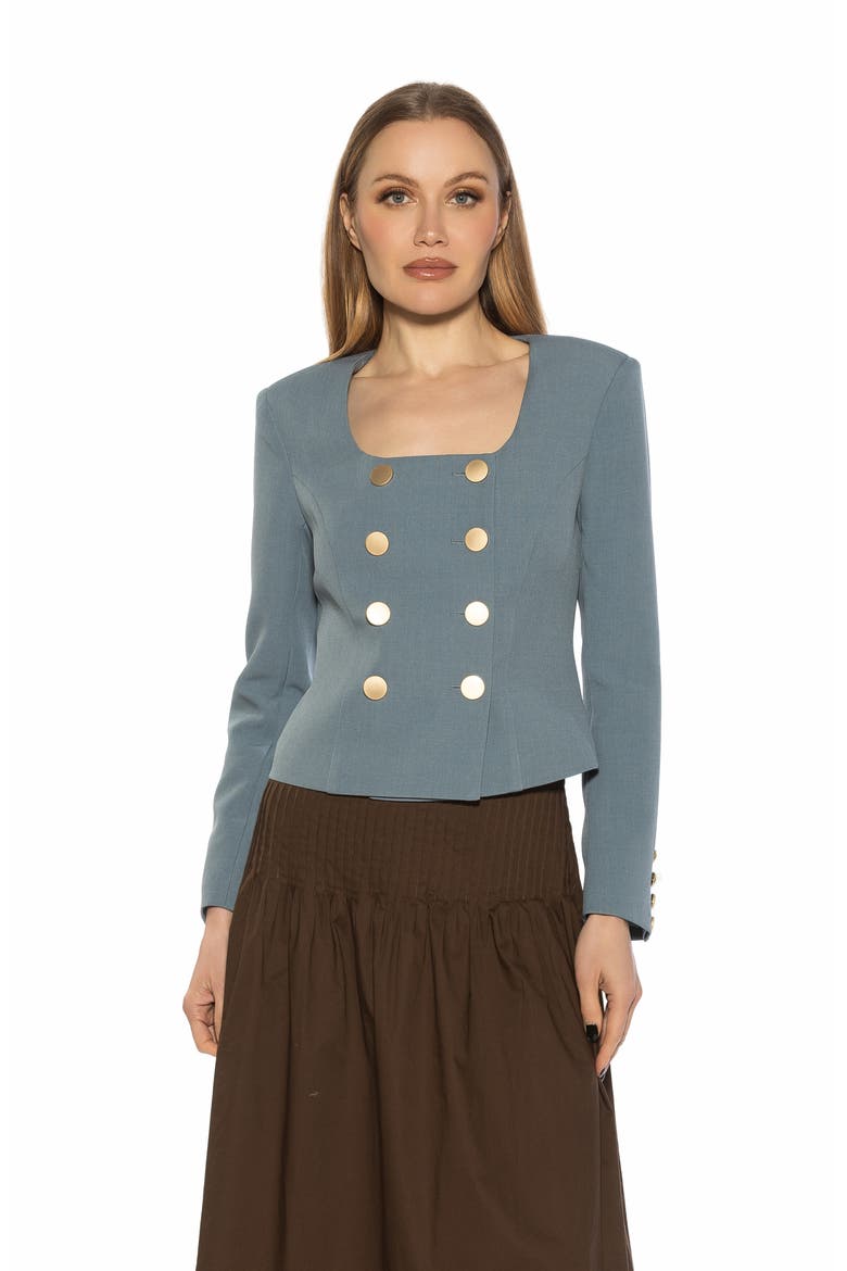 Aria Scoop Neck Retro Blazer, Alternate, color, TEAL
