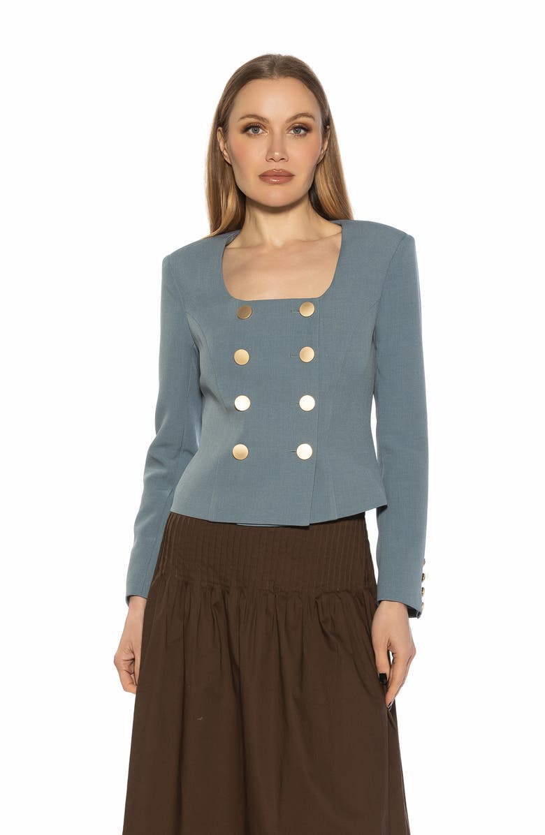 Alexia Admor Aria Scoop Neck Retro Blazer, Alternate, color, Teal