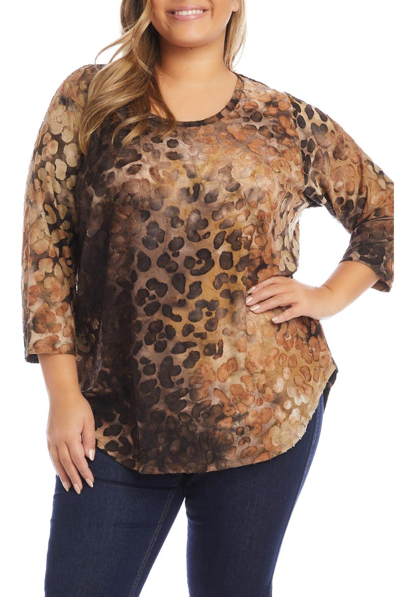 Tie Dye Animal Print Burnout Top, Main, color, TIE DYE