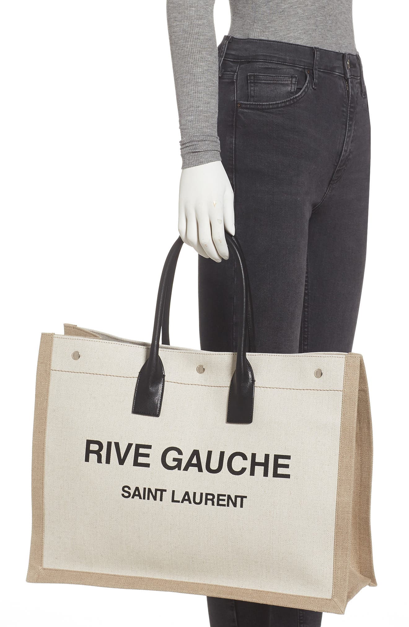 Noe Rive Gauche Logo Canvas Tote, Alternate, color, BLANC