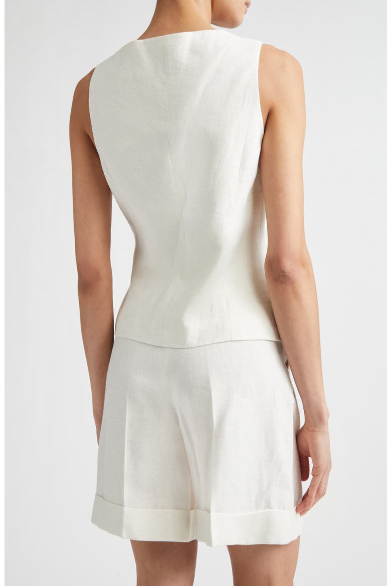 Linen Blend Bateau Neck Vest, Alternate, color, VORY