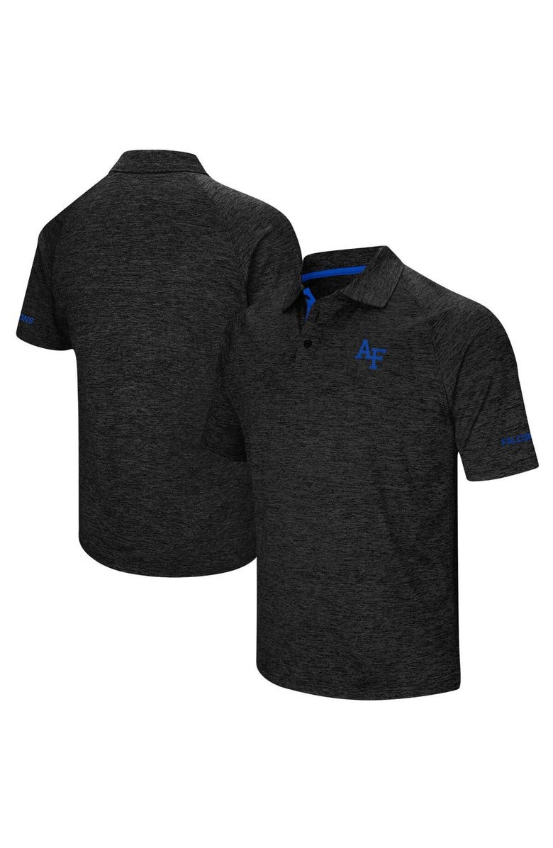 COLOSSEUM Men's Colosseum Heathered Black Air Force Falcons Down Swing Raglan Polo, Alternate, color,