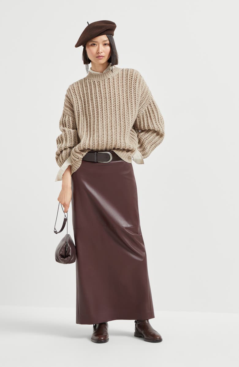 Brunello Cucinelli Cashmere Feather yarn sweater, Alternate, color, Brown