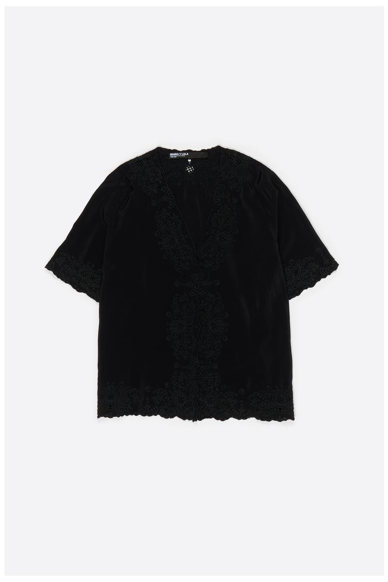 Embroidered Shirt, Main, color, BLACK