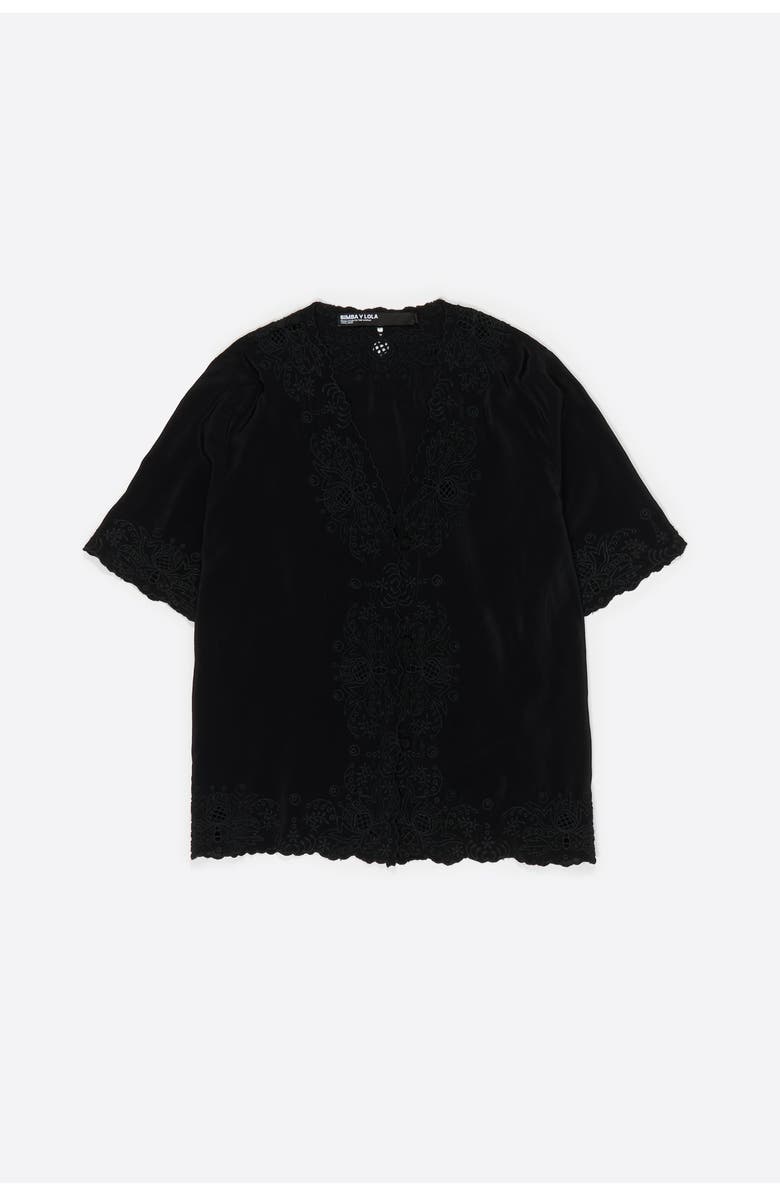 Bimba y Lola Embroidered Shirt, Main, color, Black