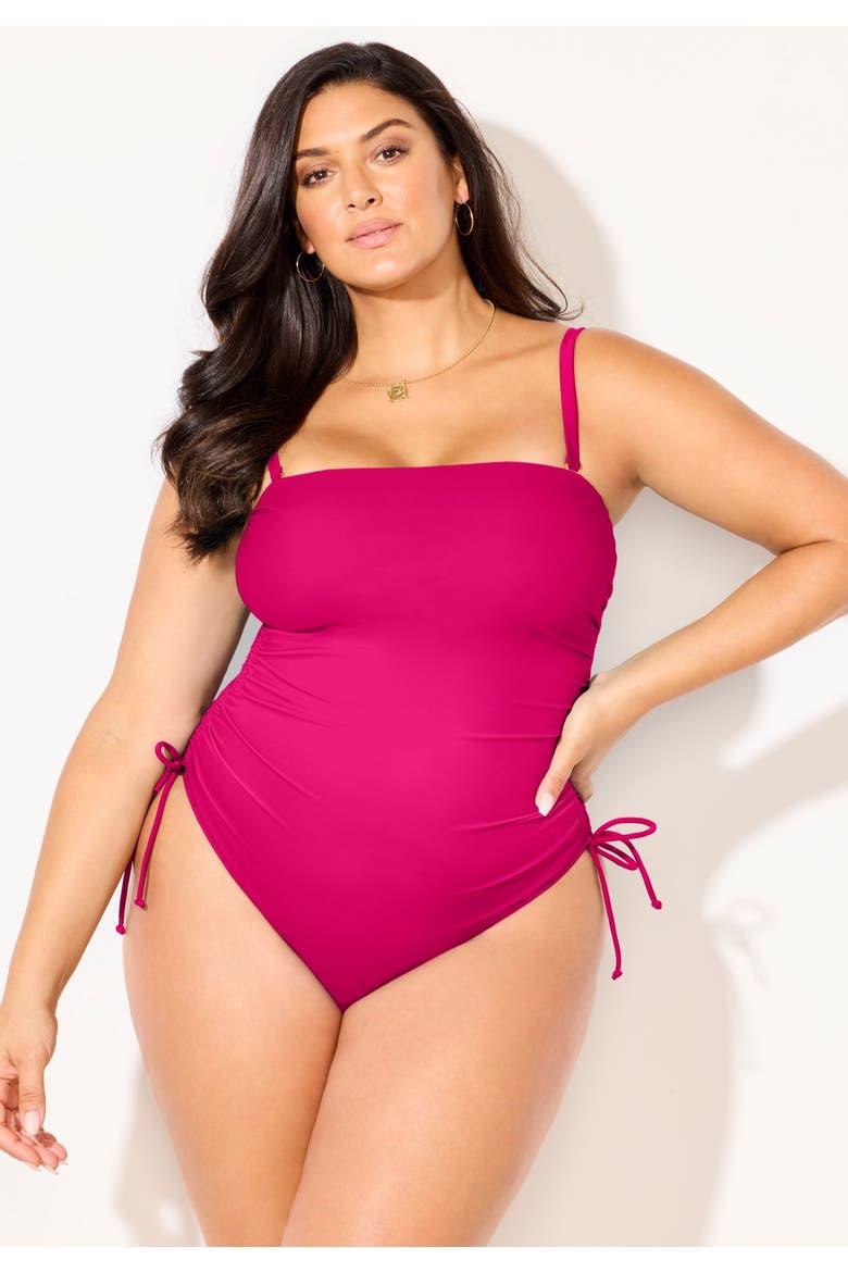 Bandeau Adjustable One Piece, Alternate, color, Rose