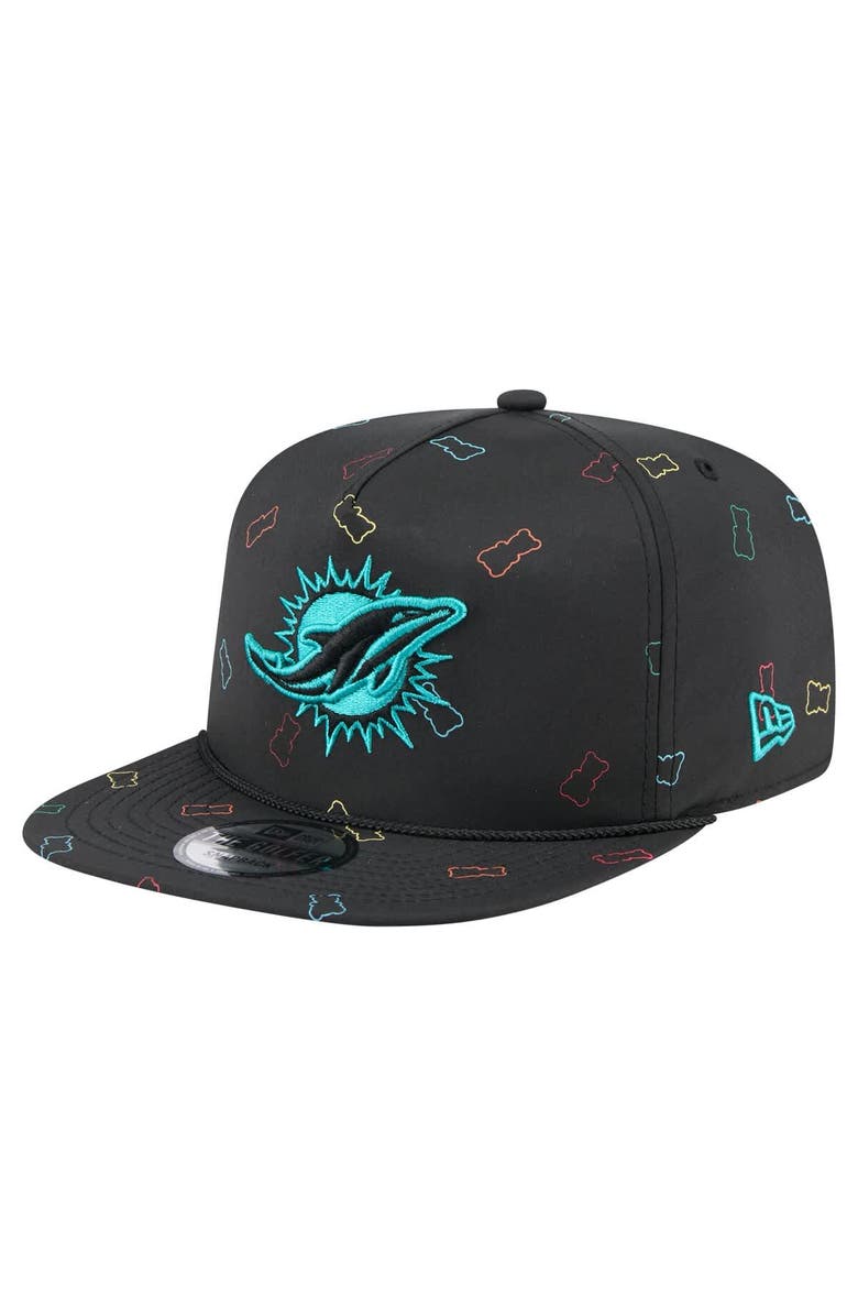 New Era Men's New Era Black Miami Dolphins Gummy Golfer Snapback Hat, Main, color, Black