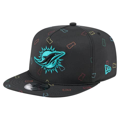 Men's New Era Black Miami Dolphins Gummy Golfer Snapback Hat