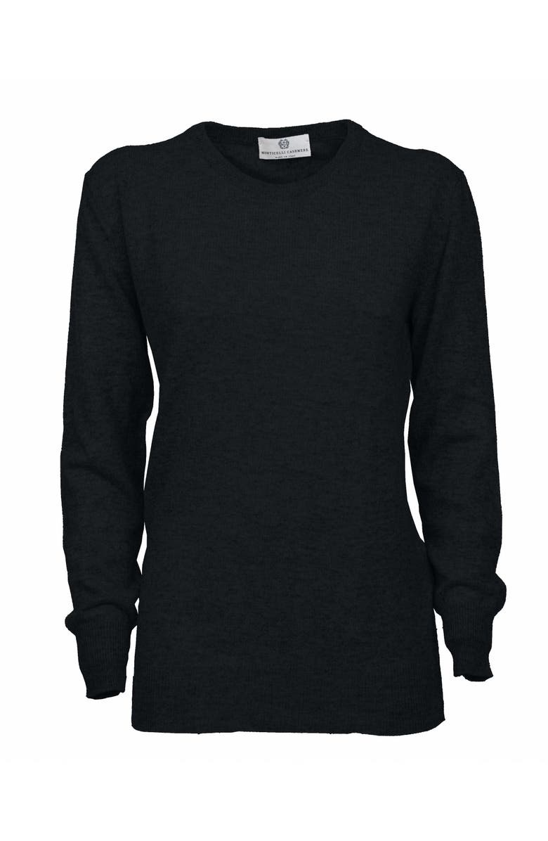 Monticelli Cashmere Pure Cashmere Essential Crewneck Sweater, Main, color, Black