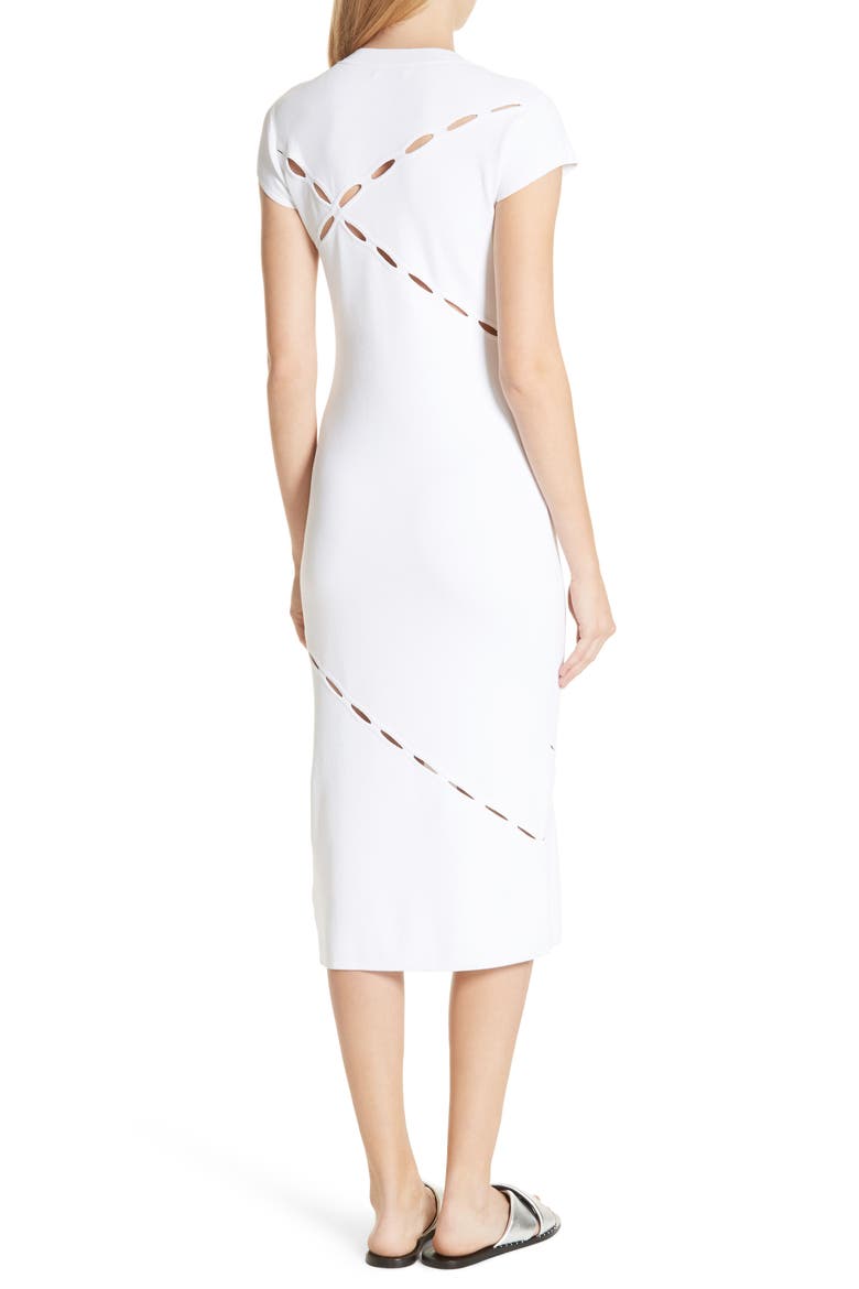 Eden Slash Detail Midi Dress, Alternate, color, WHITE